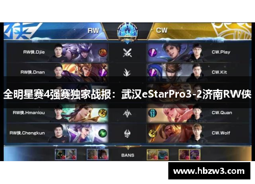 全明星赛4强赛独家战报：武汉eStarPro3-2济南RW侠