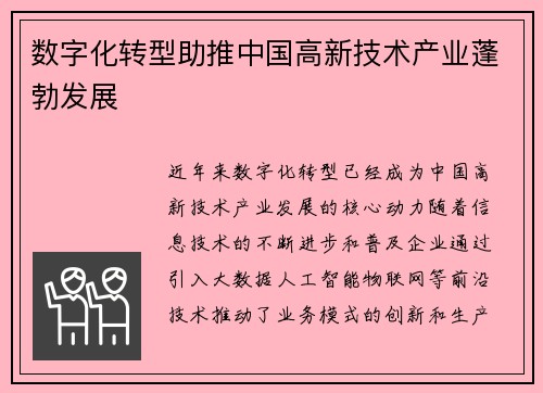 数字化转型助推中国高新技术产业蓬勃发展
